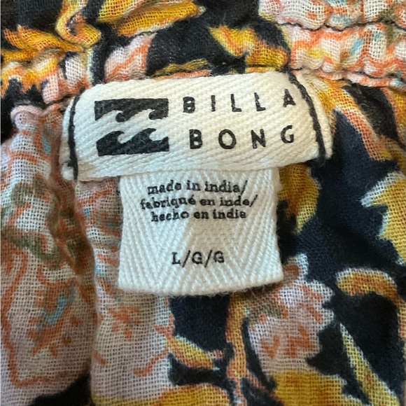 Billabong Womens Long Sleeve Floral V Tie Neck Blouse Size L - Picture 8 of 9